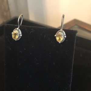 Citrine silver earrings with hook back